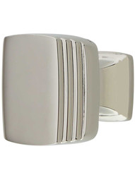 Art Deco Cabinet Knob - 1 1/4 inch Square in Polished Nickel.